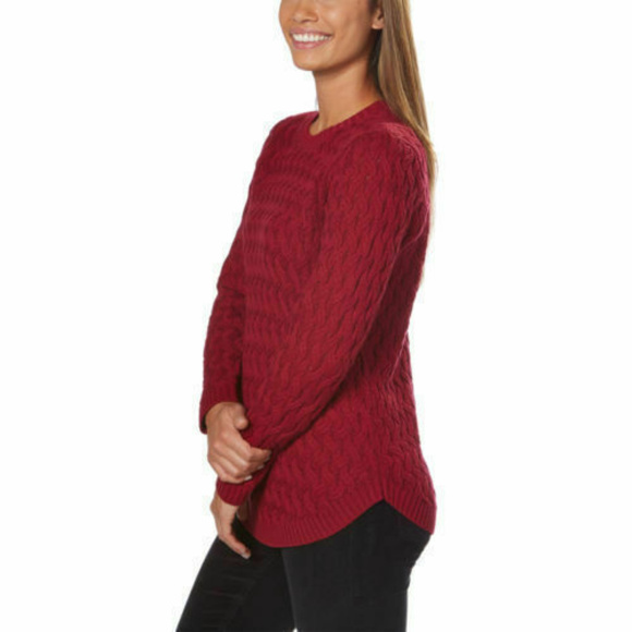 JEANNE PIERRE Sweaters - Jeanne Pierre Women Fisherman Knit Sweater Red